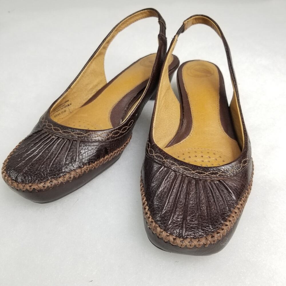 Nurture Brown Leather Sienna Sling Back 1" Heel Excellent! 6 1/2 M0